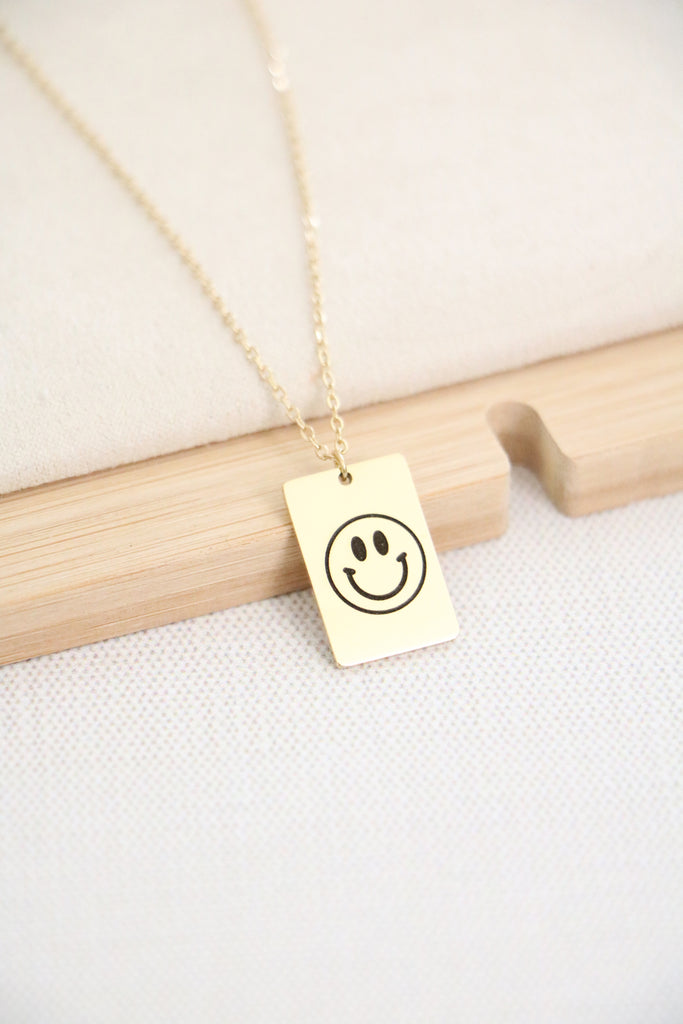 Sterling Silver Yellow Gold Plated Hot Pink Smiley Face Necklace - Necklaces