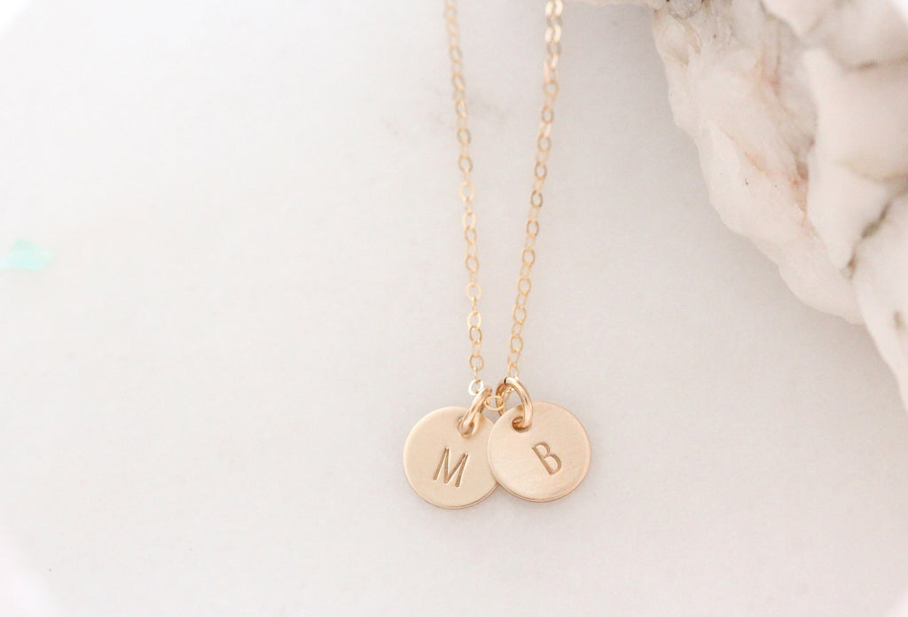 TINY INITIALS | Custom Stamped Charm Necklace