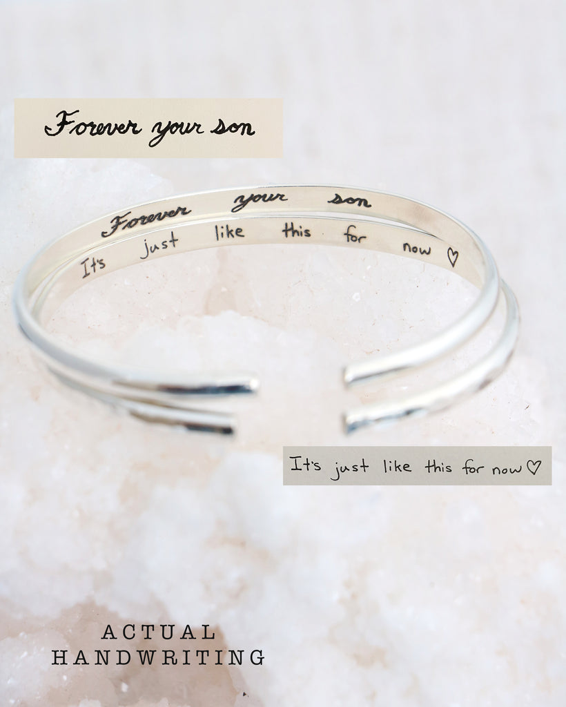 handwriting cuff bracelet { silver + gold }